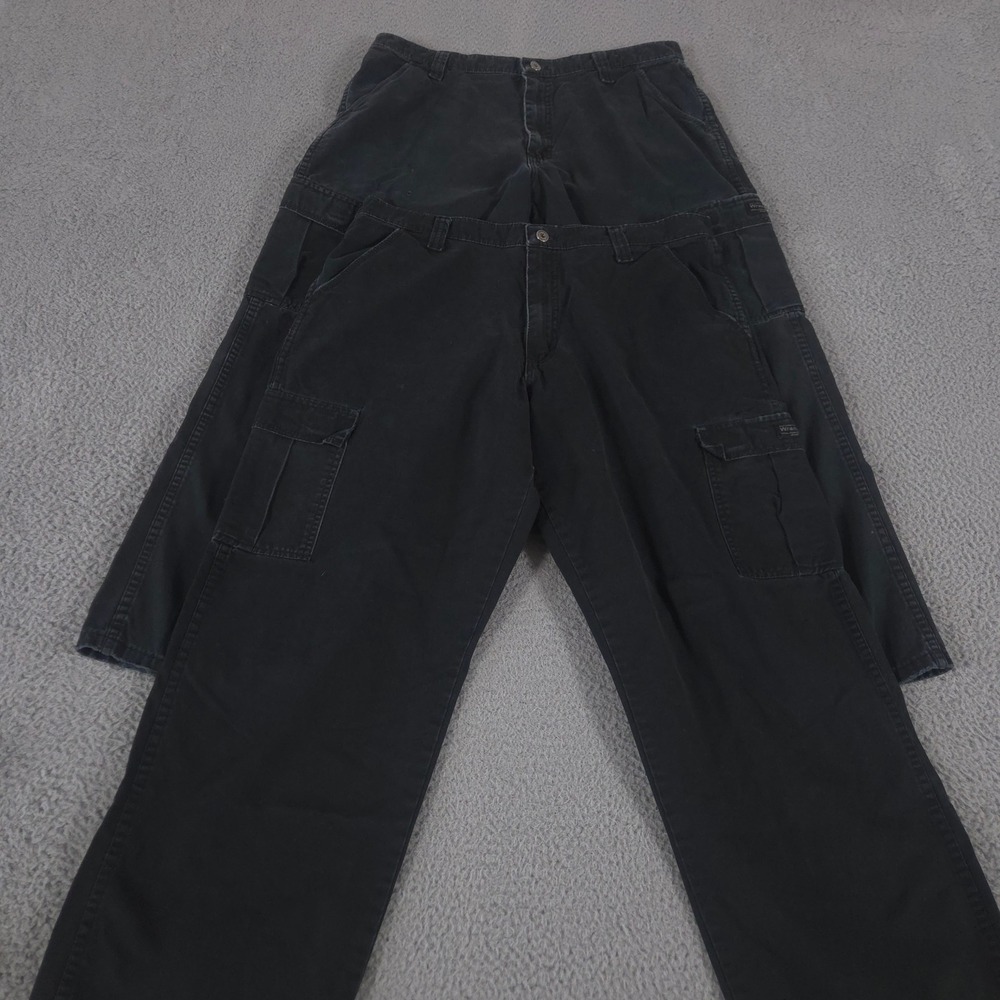 LOT OF 2 Wrangler Pants Mens 36x30 Black Legacy Cargo Twill Straight Leg Cotton
